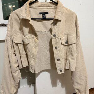 Forever 21 Cropped Medium Corduroy Cream / Ivory Overshirt